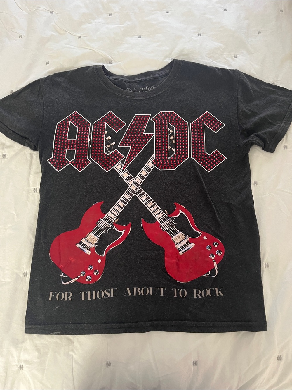 AC/DC  Black Tee with Red Guitar Graphic